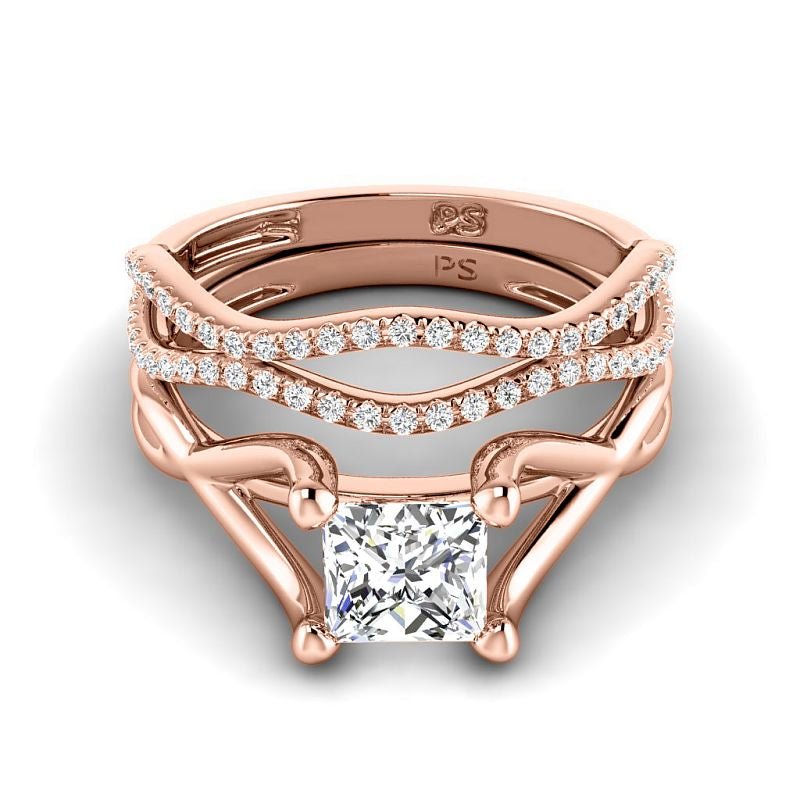 0.70-3.20 CT Round & Princess Cut Diamonds - Bridal Set - Primestyle.com