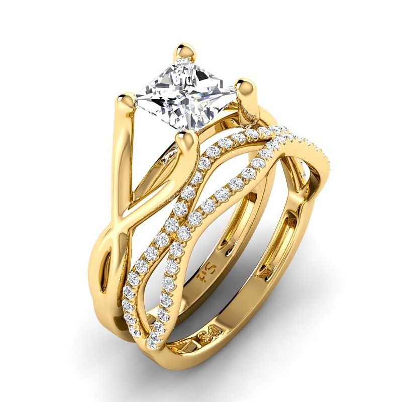 0.70-3.20 CT Round & Princess Cut Diamonds - Bridal Set - Primestyle.com