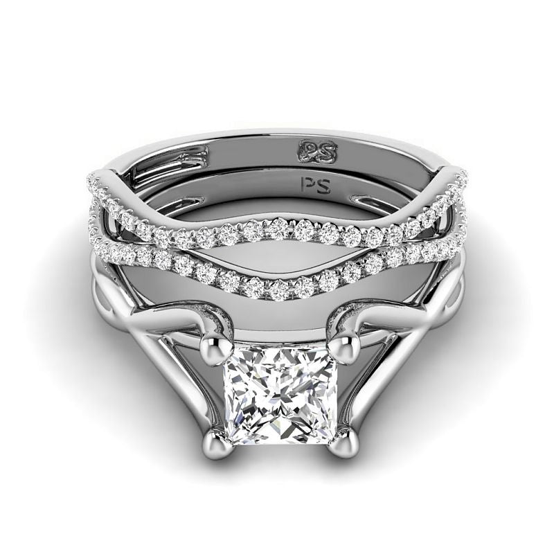 0.70-3.20 CT Round & Princess Cut Diamonds - Bridal Set - Primestyle.com