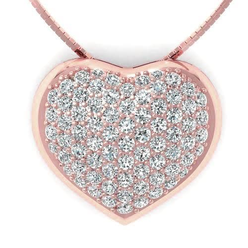 0.70 CT Round Cut Natural Diamonds - Heart Pendants