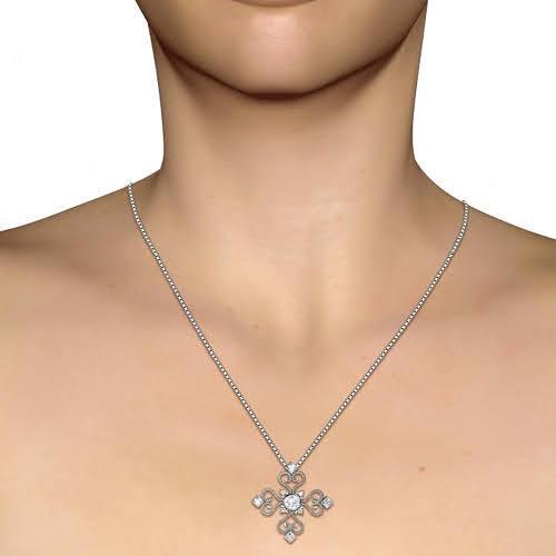 0.70 CT Round & Princess Cut Diamonds - Diamond Pendant - Primestyle.com