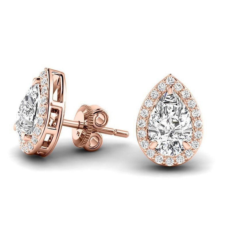 0.72-5.12 CT Pear & Round Cut Diamonds - Stud Earrings