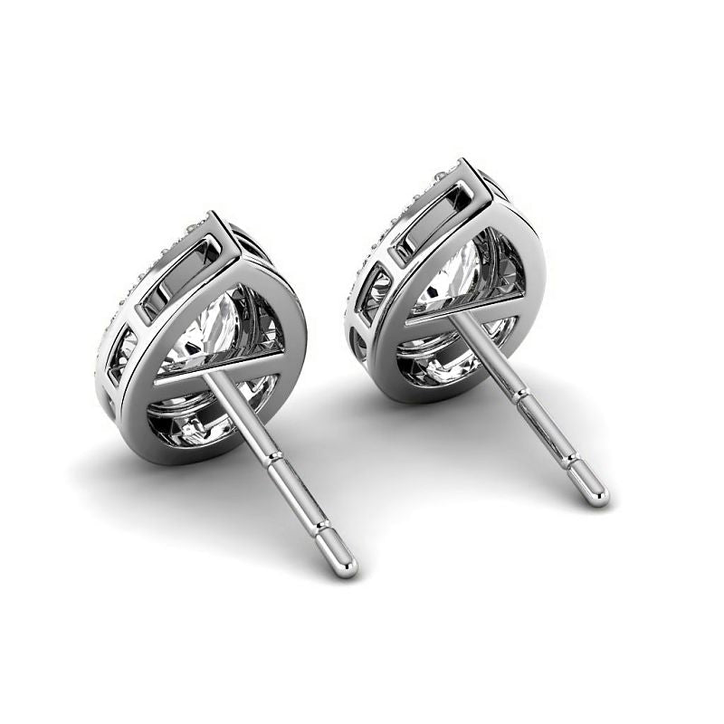 0.72-5.12 CT Pear & Round Cut Diamonds - Stud Earrings