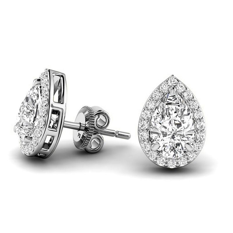 0.72-5.12 CT Pear & Round Cut Diamonds - Stud Earrings