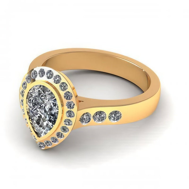 0.73 - 1.88 CT Pear & Round Cut Natural Diamonds - Engagement Ring - Primestyle.com