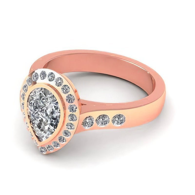 0.73-1.88 CT Pear & Round Cut Natural Diamonds - Engagement Ring