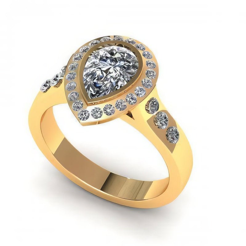 0.73 - 1.88 CT Pear & Round Cut Natural Diamonds - Engagement Ring - Primestyle.com