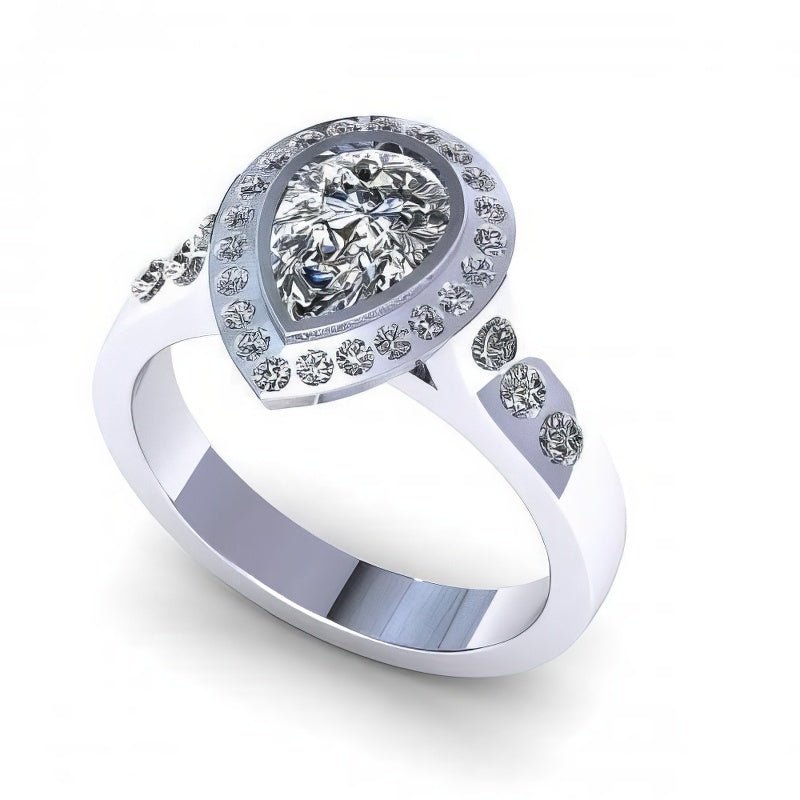 0.73-1.88 CT Pear & Round Cut Natural Diamonds - Engagement Ring