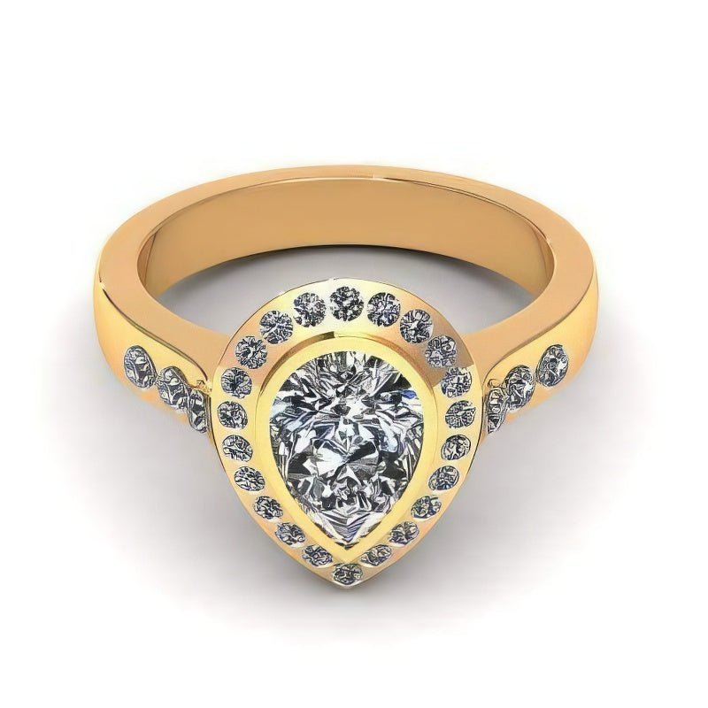 0.73 - 1.88 CT Pear & Round Cut Natural Diamonds - Engagement Ring - Primestyle.com