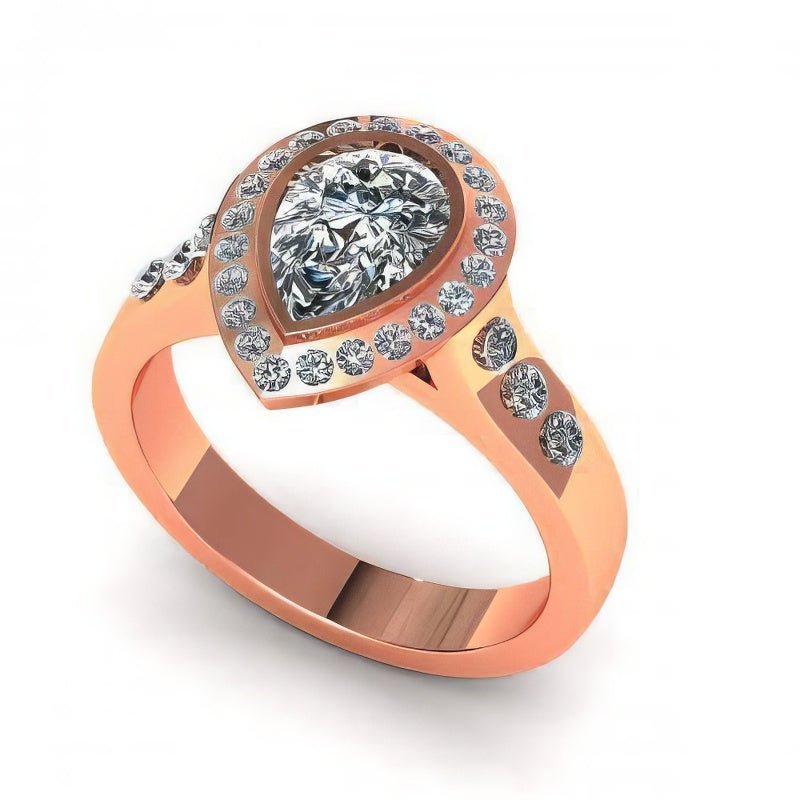 0.73-1.88 CT Pear & Round Cut Natural Diamonds - Engagement Ring
