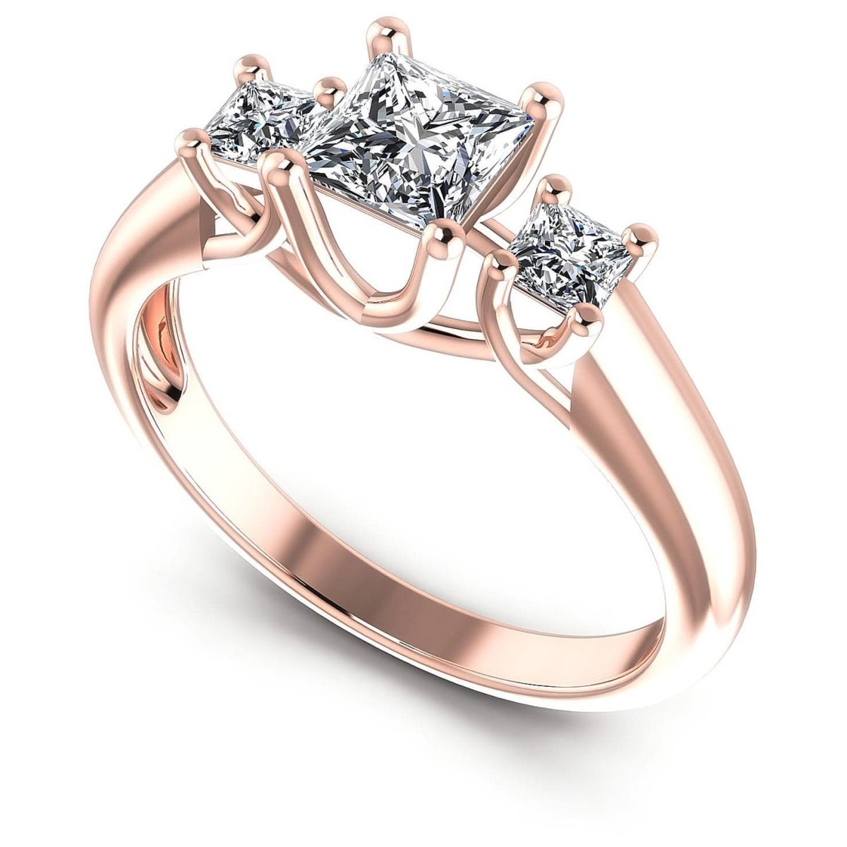 0.75-0.85 CT Princess Cut Diamonds - Three Stone Ring - Primestyle.com