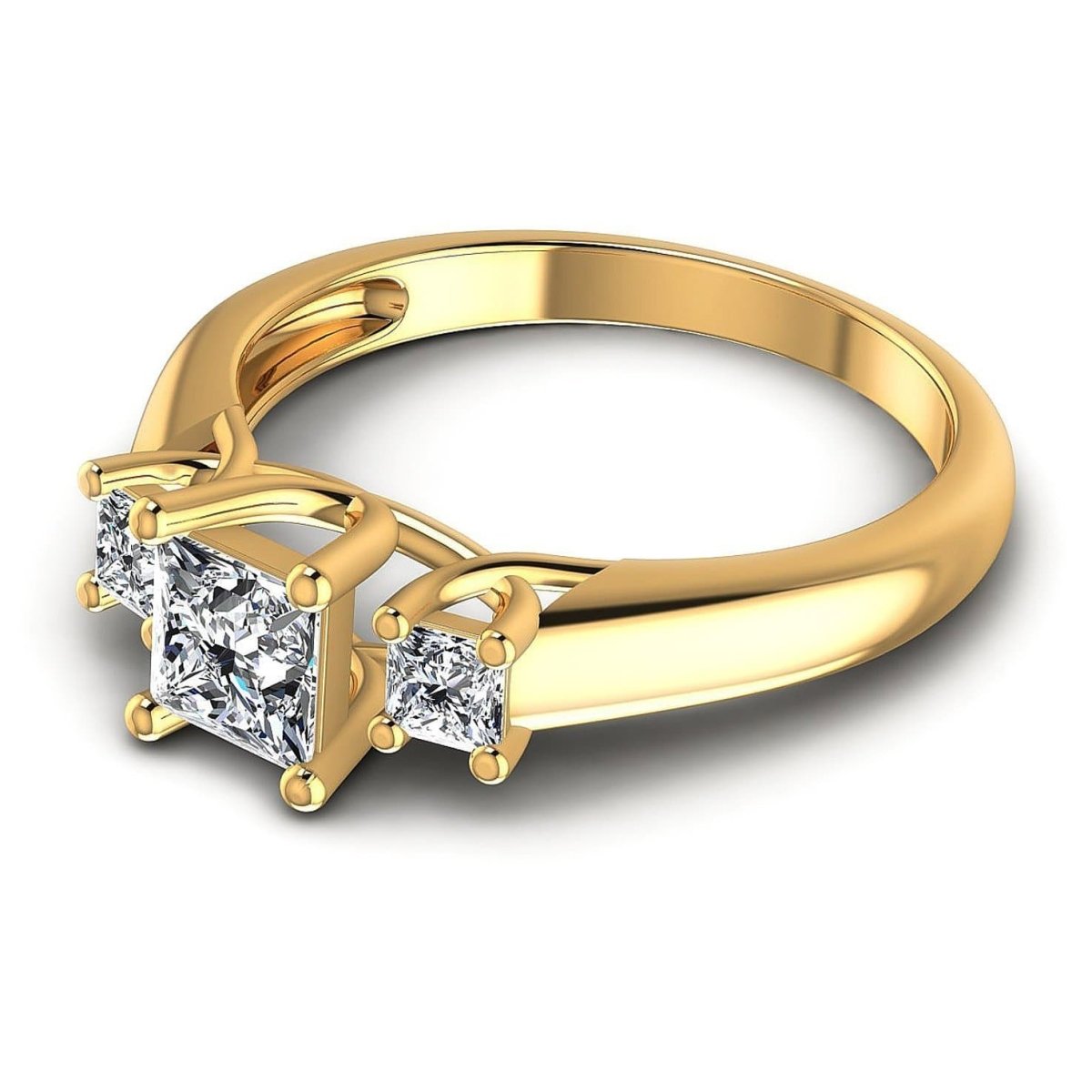 0.75-0.85 CT Princess Cut Diamonds - Three Stone Ring - Primestyle.com