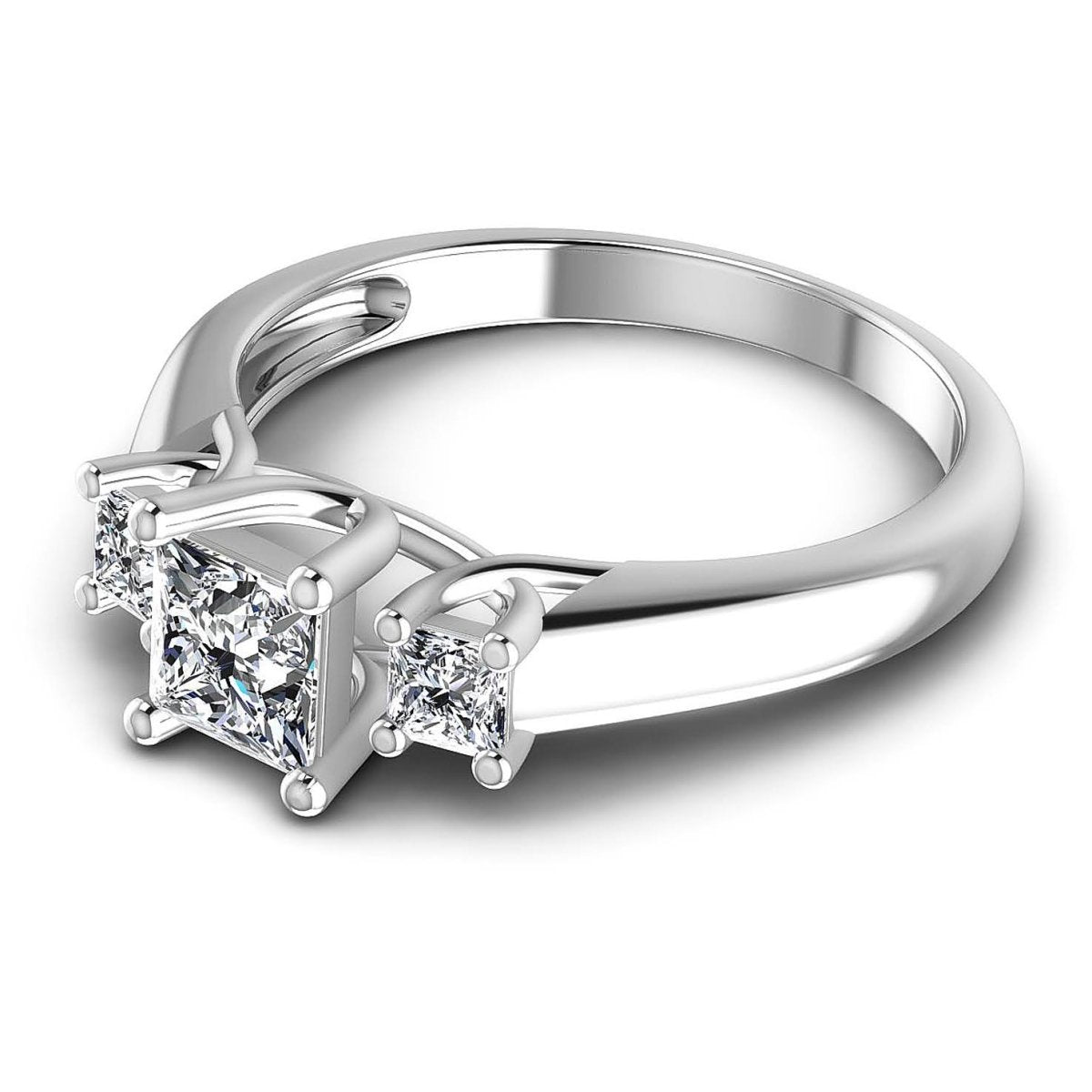 0.75-0.85 CT Princess Cut Diamonds - Three Stone Ring