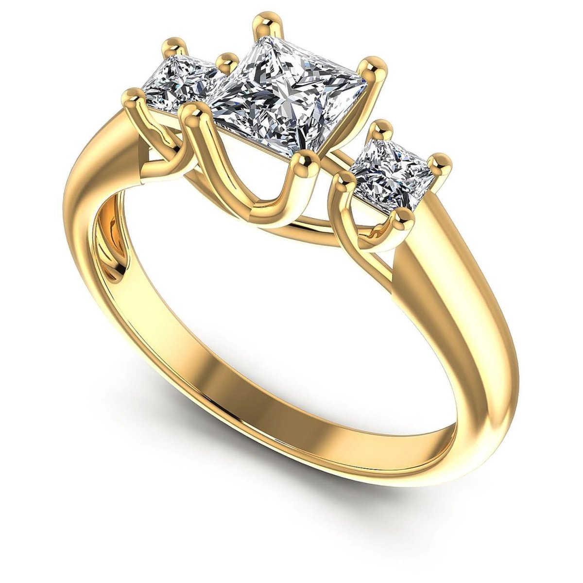 0.75-0.85 CT Princess Cut Diamonds - Three Stone Ring