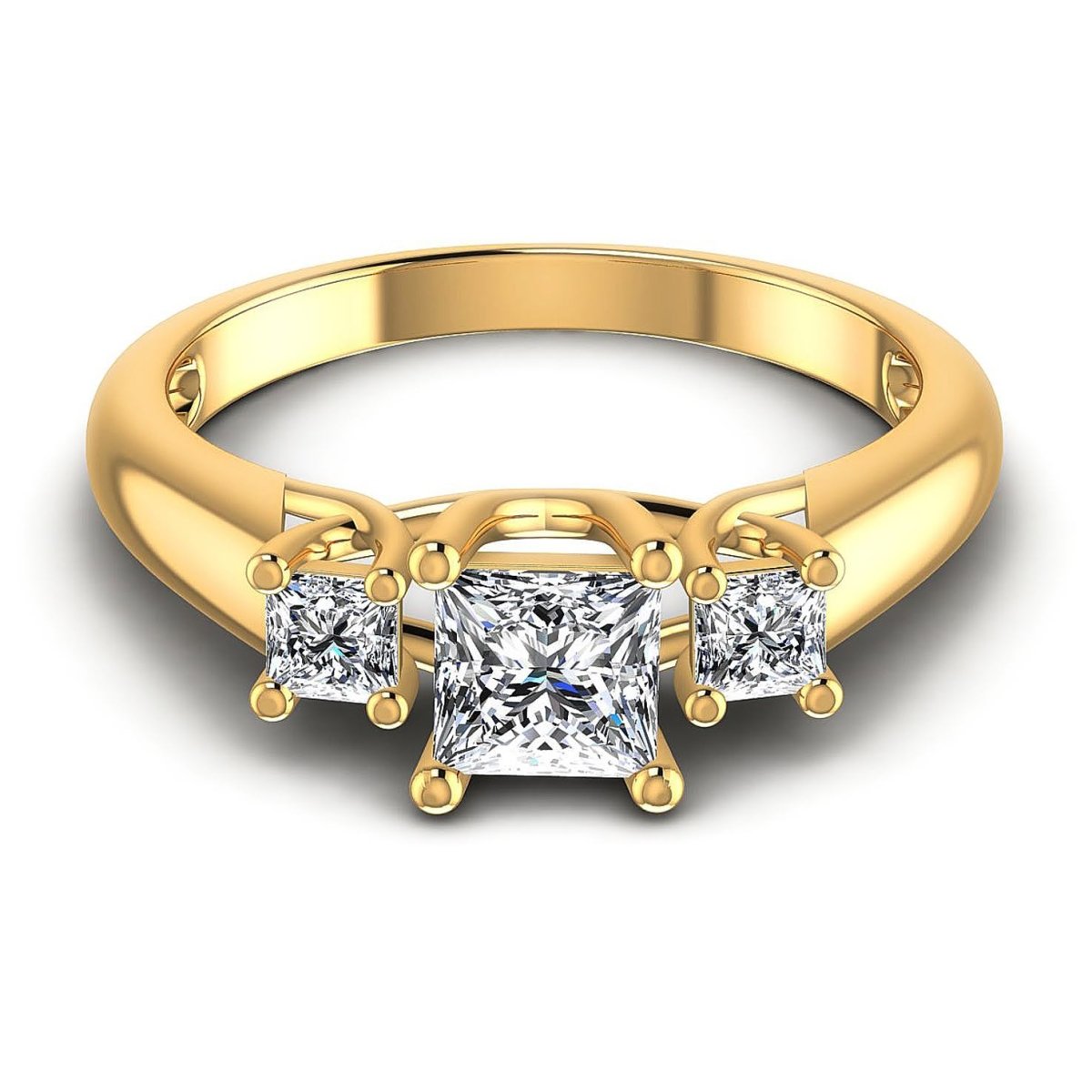 0.75-0.85 CT Princess Cut Diamonds - Three Stone Ring