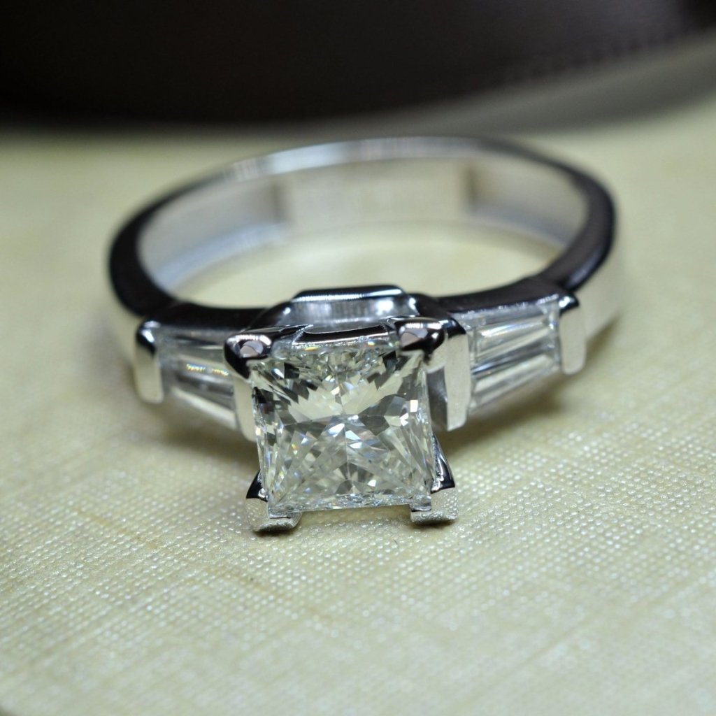 0.75-1.90 CT Princess & Taper Cut Natural Diamonds - Engagement Ring