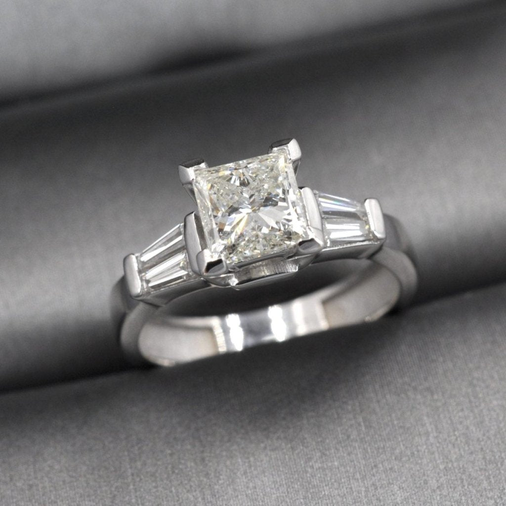 0.75-1.90 CT Princess & Taper Cut Natural Diamonds - Engagement Ring