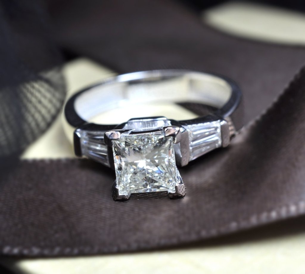0.75-1.90 CT Princess & Taper Cut Natural Diamonds - Engagement Ring