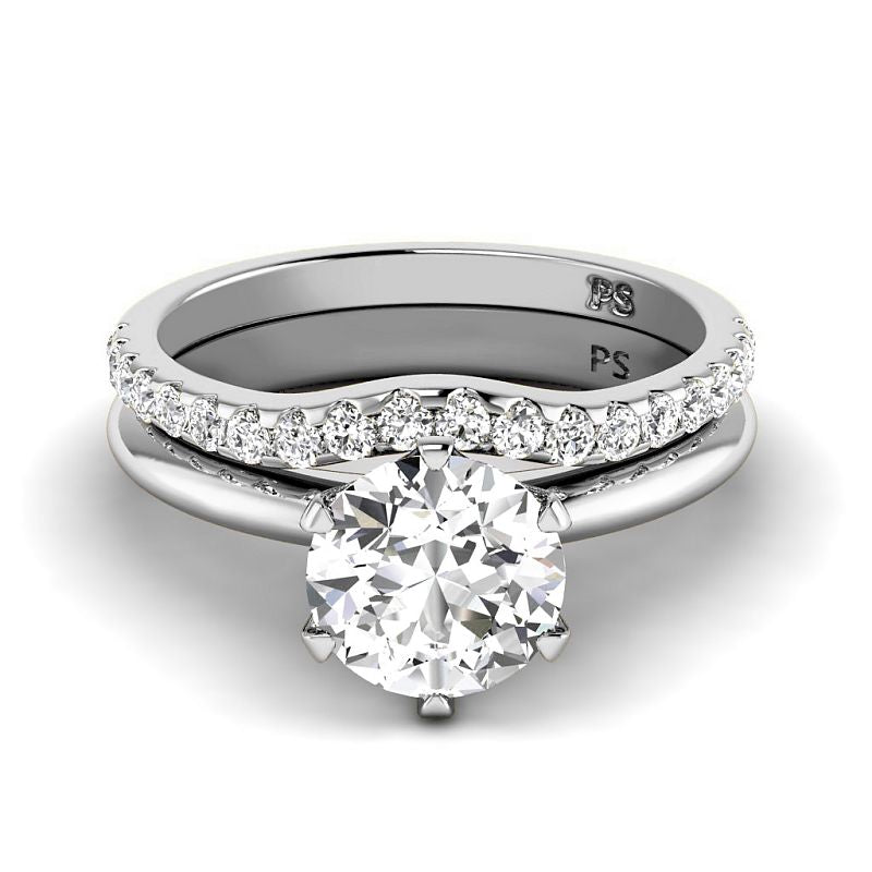 0.75-3.25 CT Round Cut Lab Grown Diamonds - Bridal Set - Primestyle.com