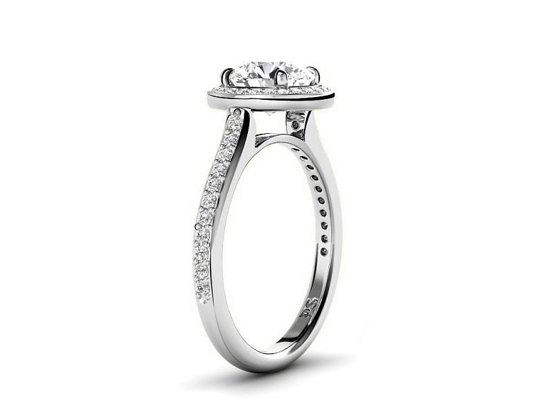 0.75-3.25 CT Round Cut Lab Grown Diamonds - Halo Ring - Primestyle.com