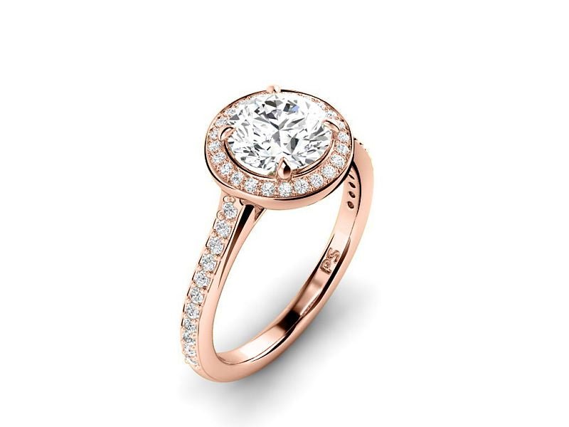 0.75-3.25 CT Round Cut Lab Grown Diamonds - Halo Ring - Primestyle.com