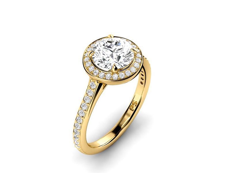 0.75-3.25 CT Round Cut Lab Grown Diamonds - Halo Ring - Primestyle.com