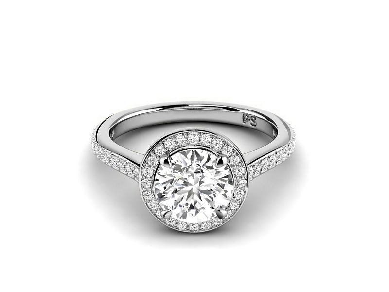 0.75-3.25 CT Round Cut Lab Grown Diamonds - Halo Ring - Primestyle.com