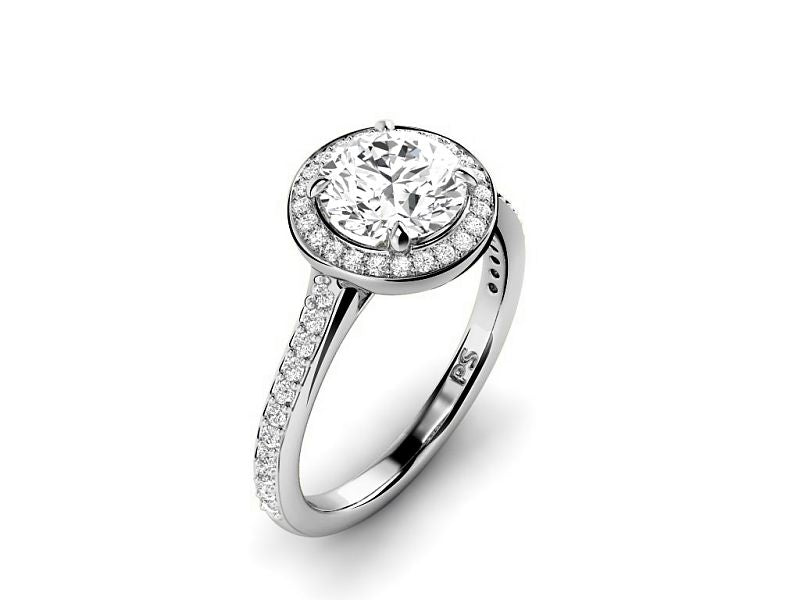 0.75-3.25 CT Round Cut Lab Grown Diamonds - Halo Ring - Primestyle.com