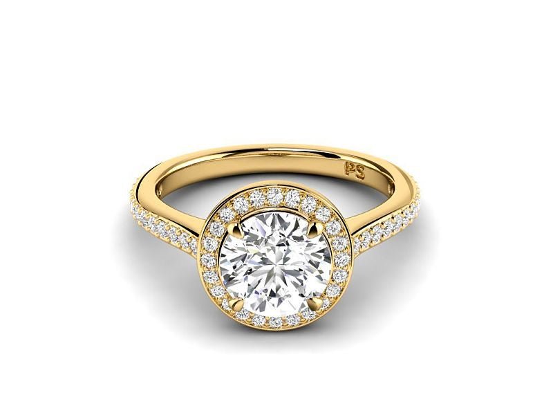 0.75 - 3.25 CT Round Cut Lab Grown Diamonds - Halo Ring - Primestyle.com