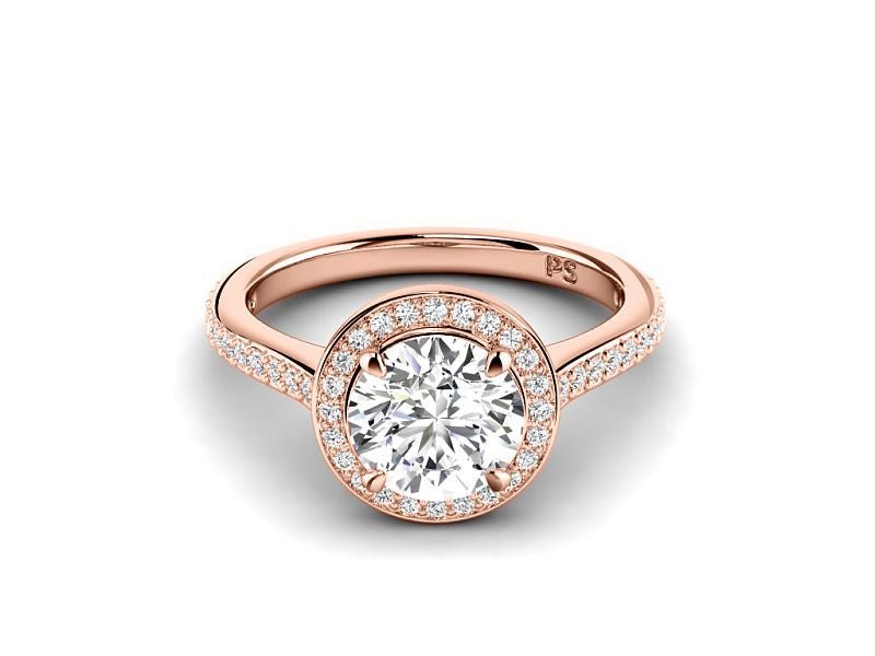 0.75-3.25 CT Round Cut Lab Grown Diamonds - Halo Ring - Primestyle.com