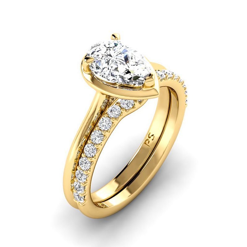 0.75 - 6.25 CT Pear & Round Cut Diamonds - Bridal Set - Primestyle.com