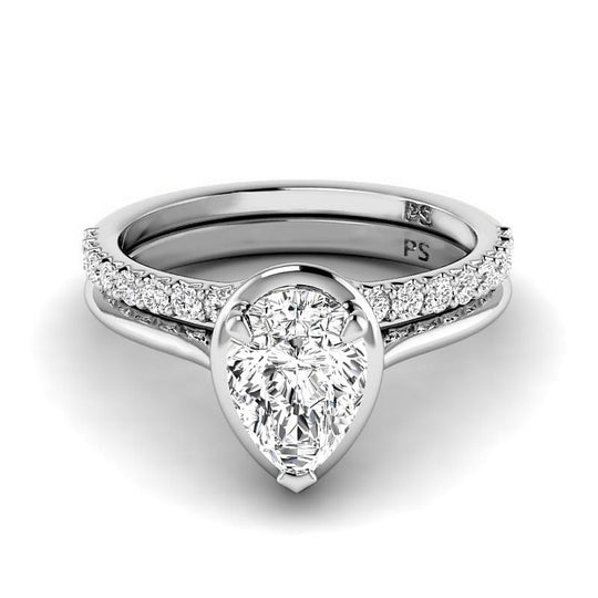 0.75-3.25 CT Round & Pear Cut Lab Grown Diamonds - Bridal Set