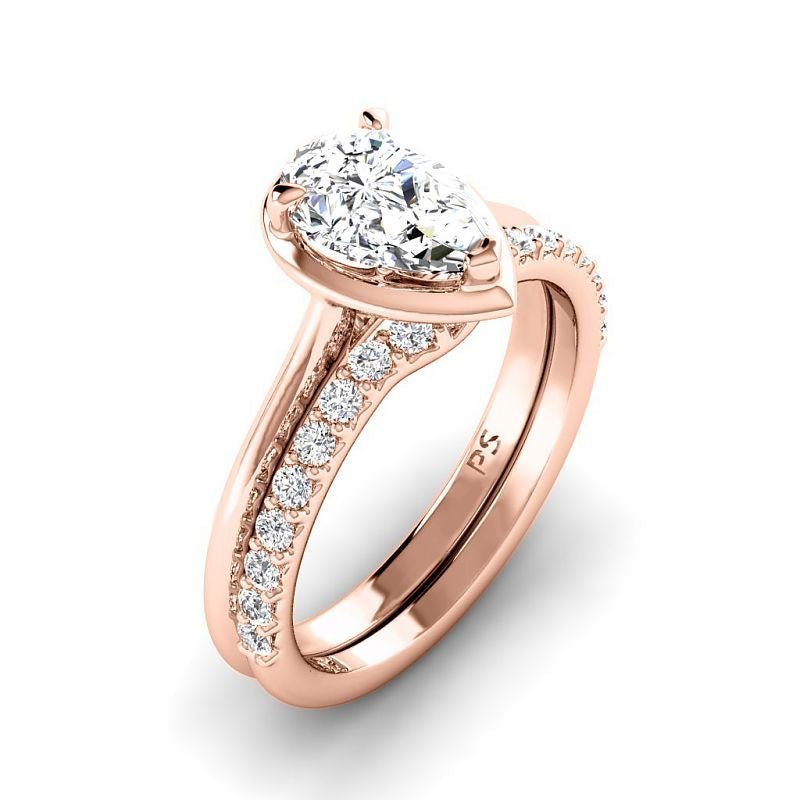 0.75 - 6.25 CT Pear & Round Cut Diamonds - Bridal Set - Primestyle.com