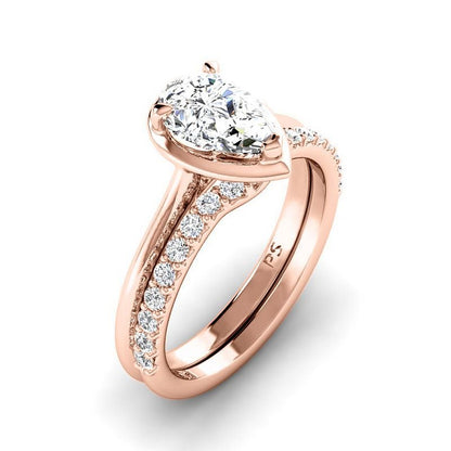 0.75-3.25 CT Round &amp; Pear Cut Lab Grown Diamonds - Bridal Set - Primestyle.com