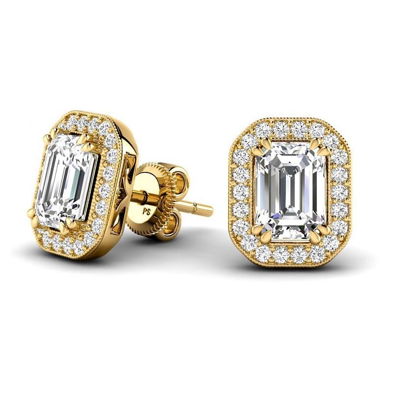 0.75-5.15 CT Round &amp; Emerald Cut Lab Grown Diamonds - Stud Earrings - Primestyle.com