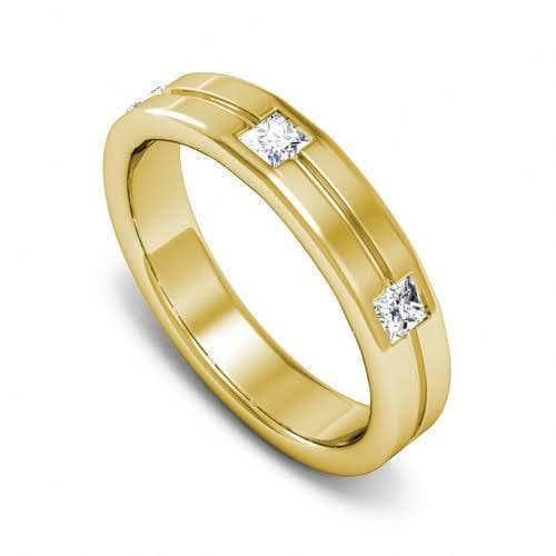 0.75 CT Princess Cut Diamonds - Mens Wedding Band
