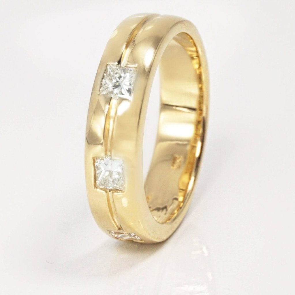 0.75 CT Princess Cut Natural Diamonds - Mens Wedding Bands - Primestyle.com