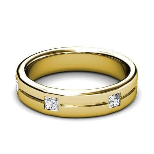 0.75 CT Princess Cut Diamonds - Mens Wedding Band