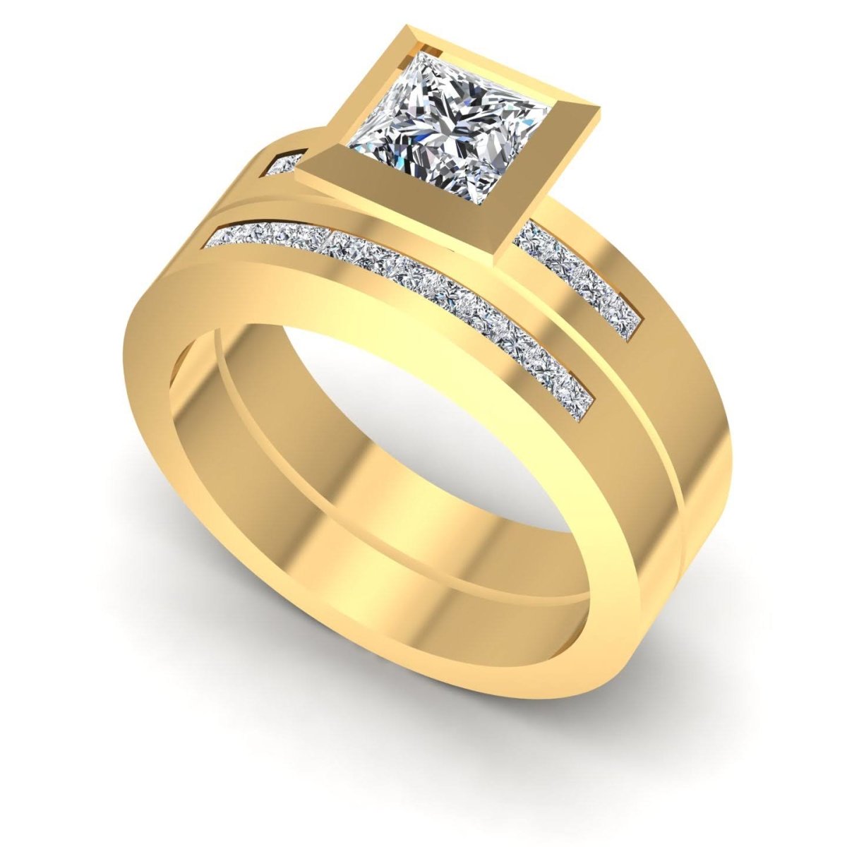 0.80-1.95 CT Princess & Round Cut Diamonds - Bridal Set