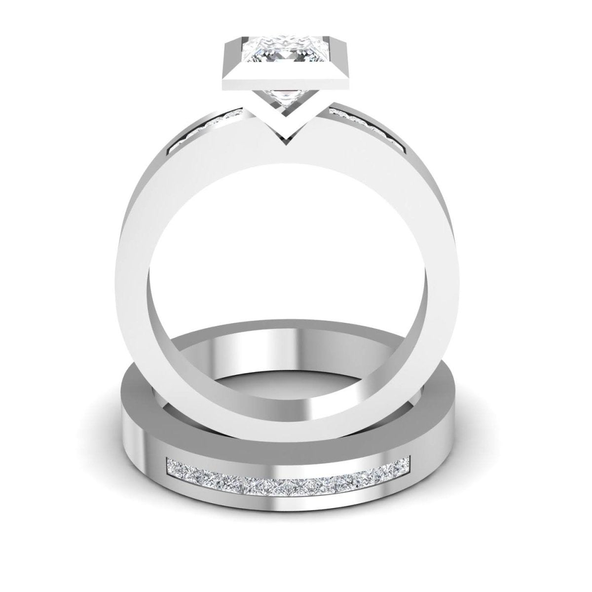 0.80-1.95 CT Princess & Round Cut Diamonds - Bridal Set - Primestyle.com