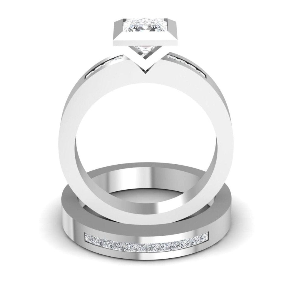 0.80-1.95 CT Princess & Round Cut Natural Diamonds - Bridal Set