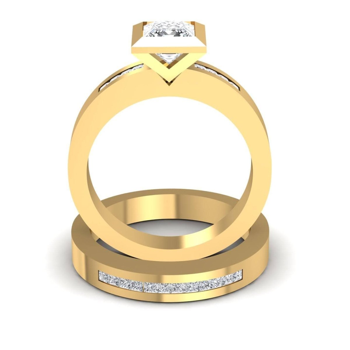 0.80-1.95 CT Princess & Round Cut Diamonds - Bridal Set - Primestyle.com