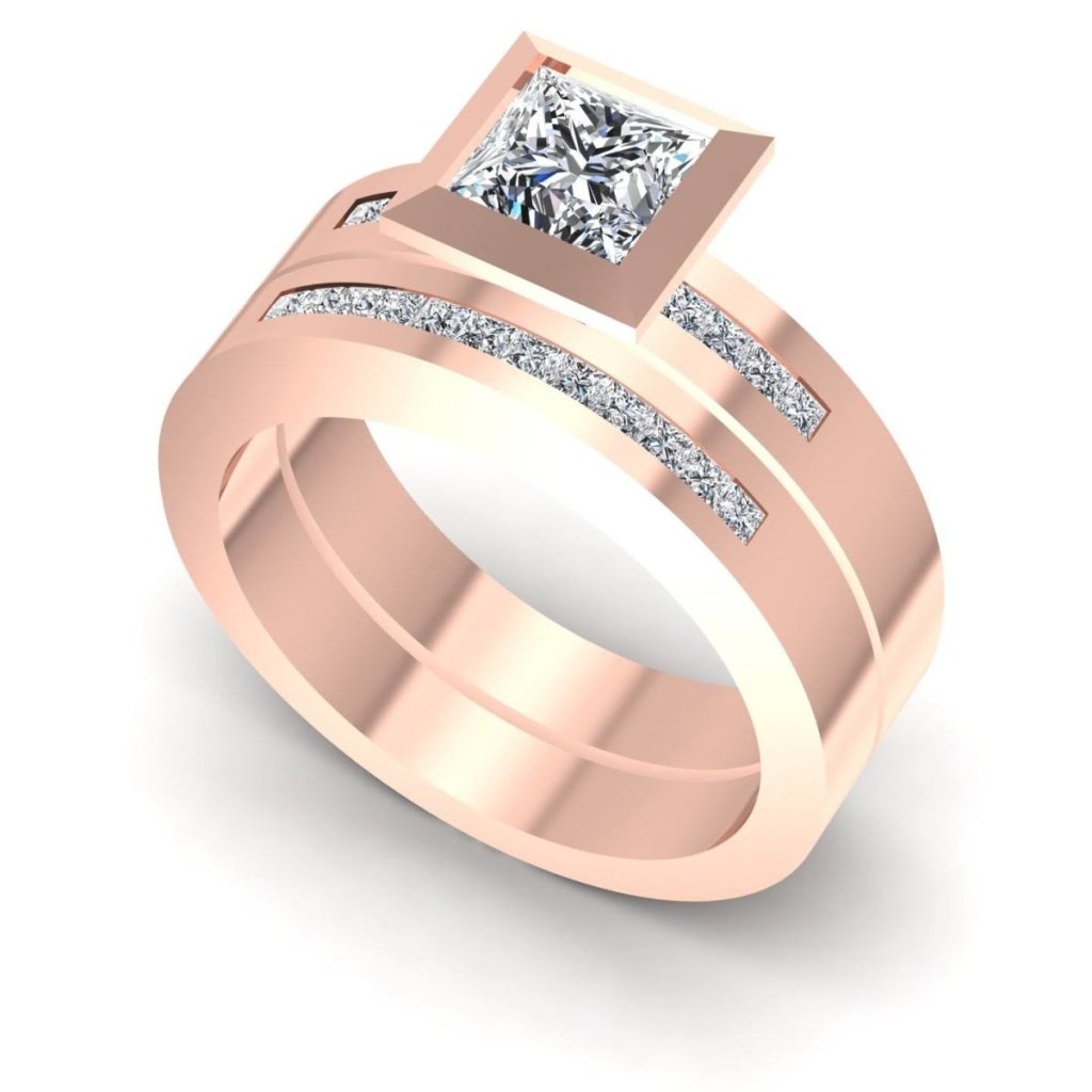 0.80 - 1.95 CT Princess & Round Cut Natural Diamonds - Bridal Set - Primestyle.com