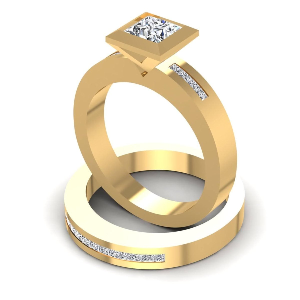 0.80-1.95 CT Princess & Round Cut Diamonds - Bridal Set - Primestyle.com
