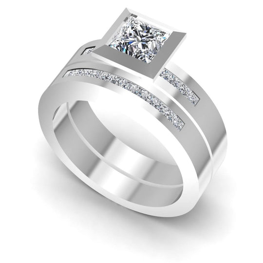 0.80-1.95 CT Princess & Round Cut Diamonds - Bridal Set