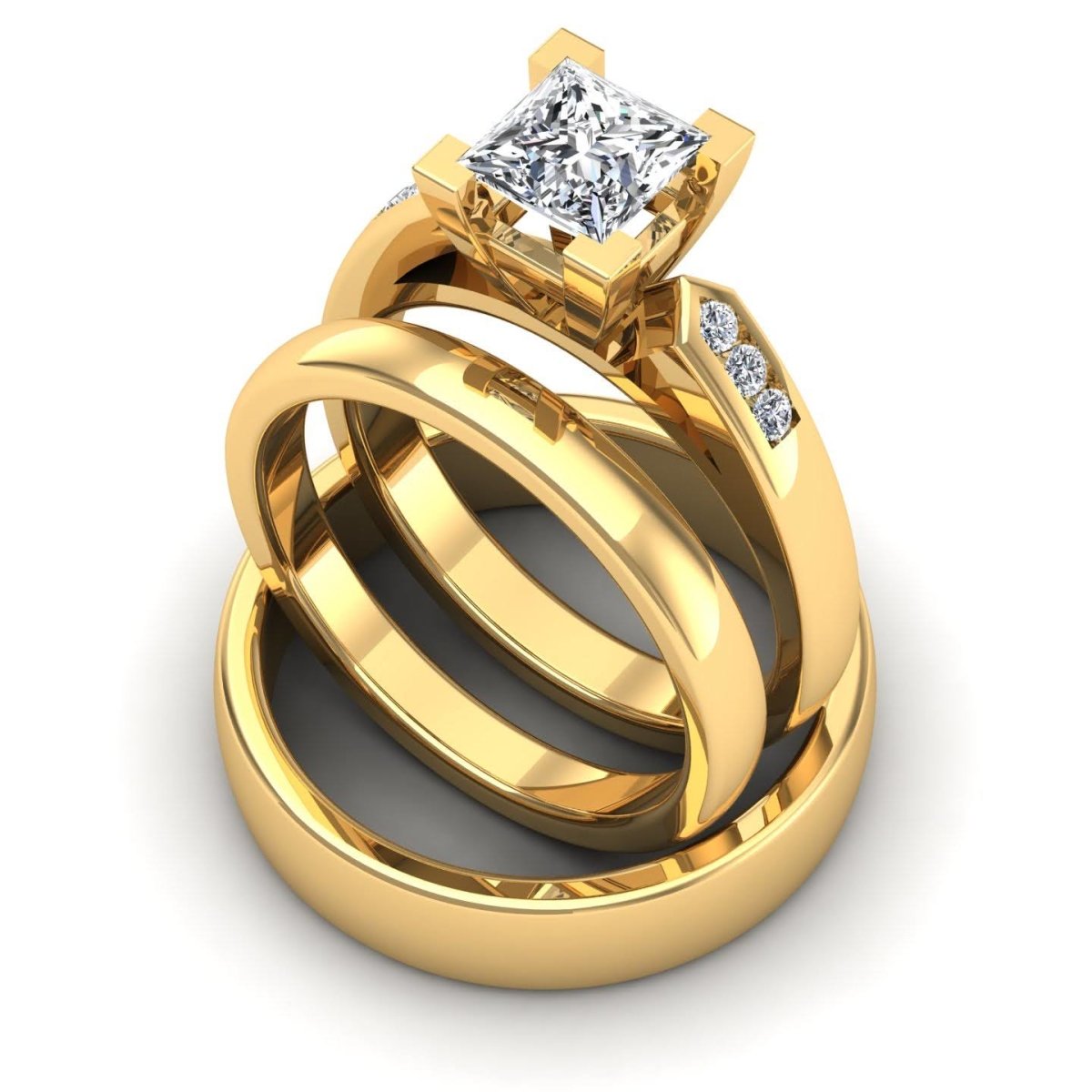 0.80-1.95 CT Round & Princess Cut Diamonds - Trio Ring - Primestyle.com