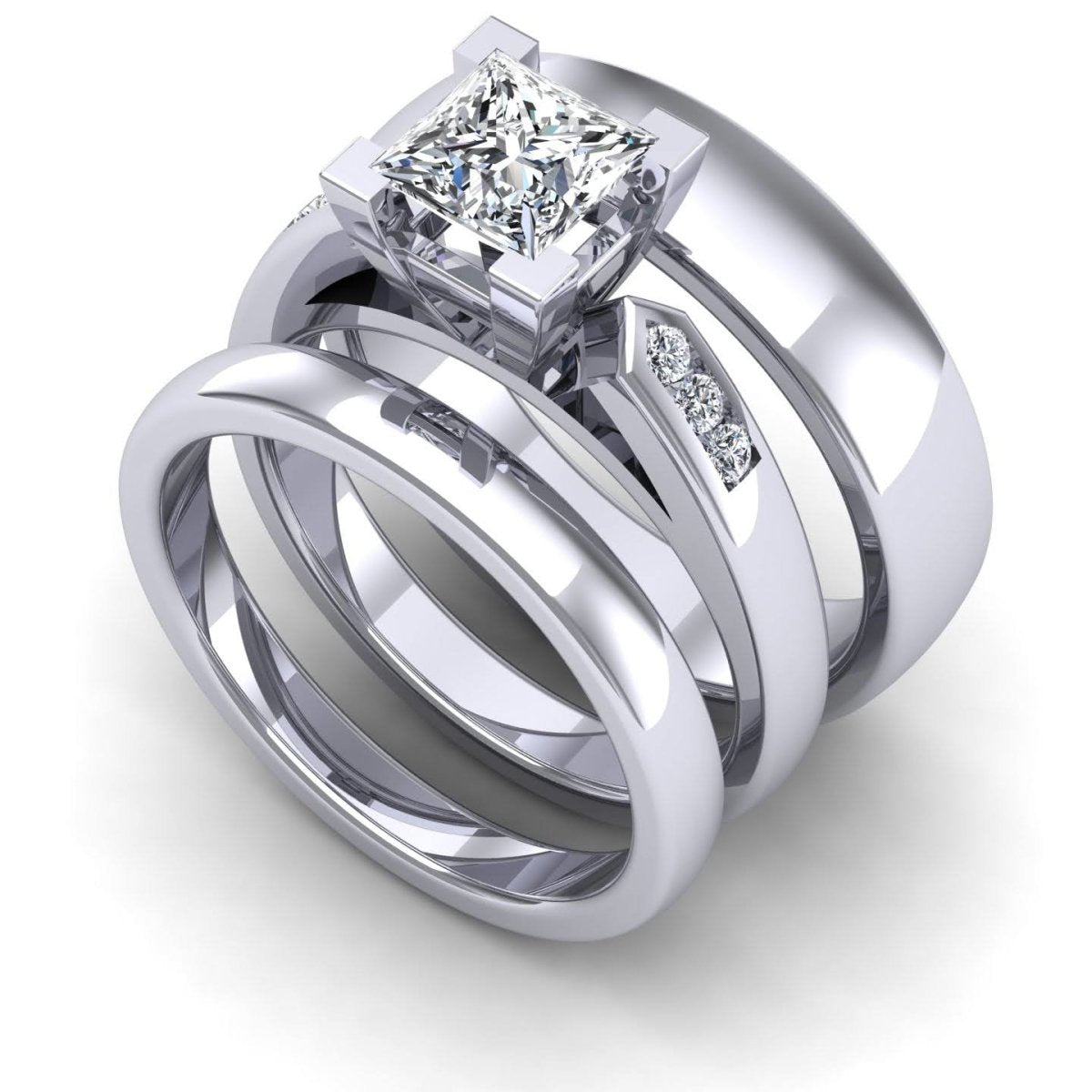 0.80-1.95 CT Round & Princess Cut Diamonds - Trio Ring - Primestyle.com