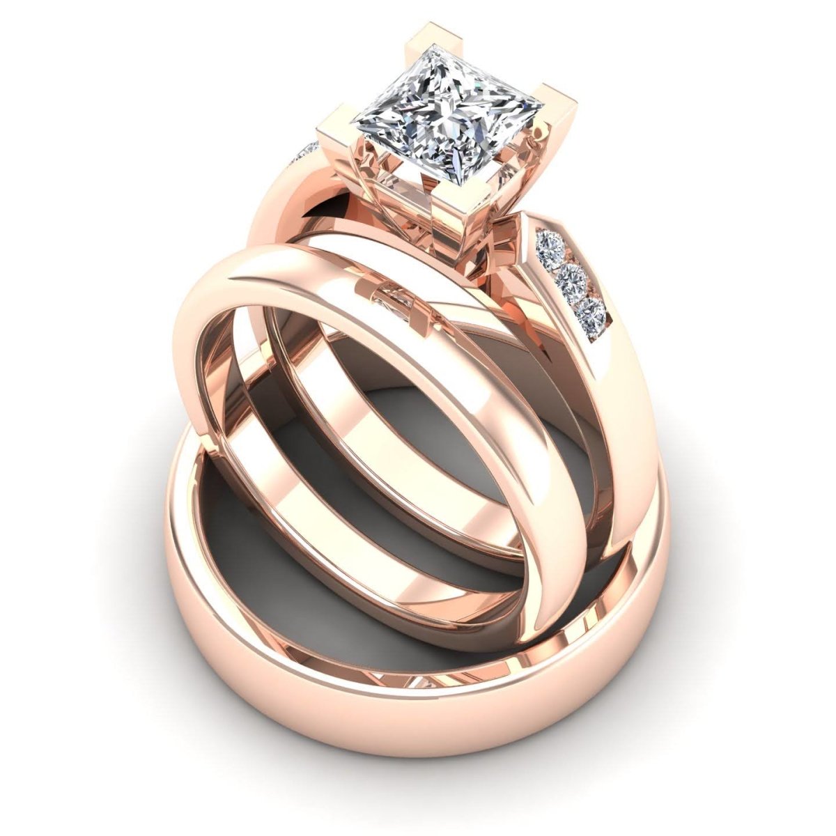 0.80-1.95 CT Round & Princess Cut Diamonds - Trio Ring - Primestyle.com