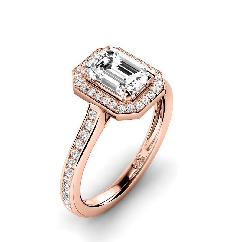 0.80-3.30 CT Round & Emerald Cut Lab Grown Diamonds - Halo Ring - Primestyle.com