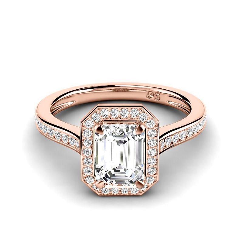 0.80-3.30 CT Round &amp; Emerald Cut Lab Grown Diamonds - Halo Ring - Primestyle.com